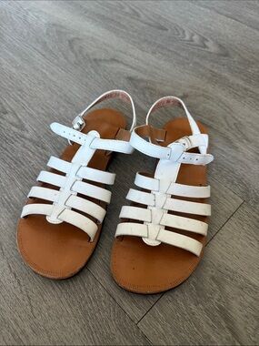 Pom D'Api White Multi-Strap Leather Kids Sandals